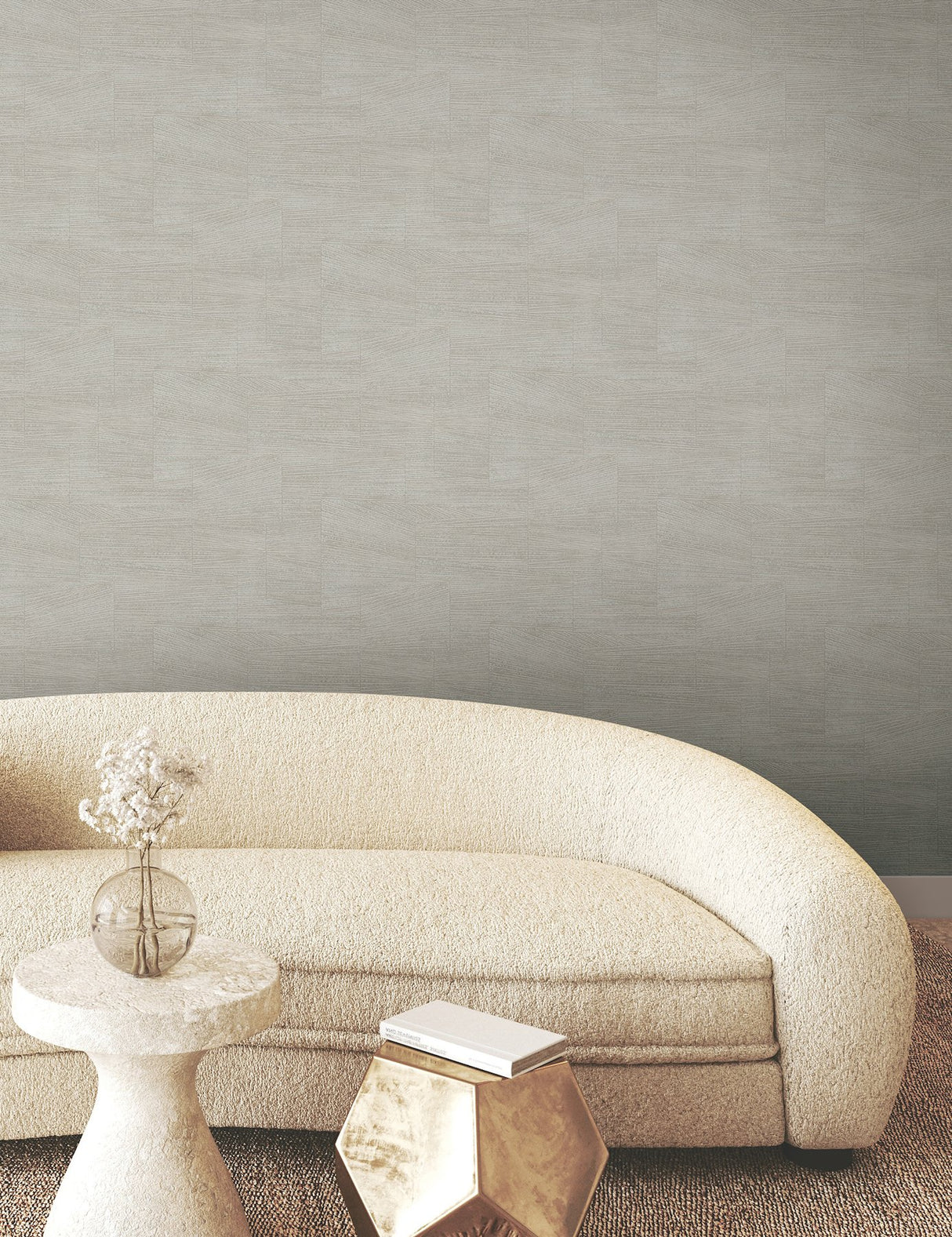 Higher Ground Geo Stone Grey Wallpaper with Modern Geometric Raised Ink - York FM1031