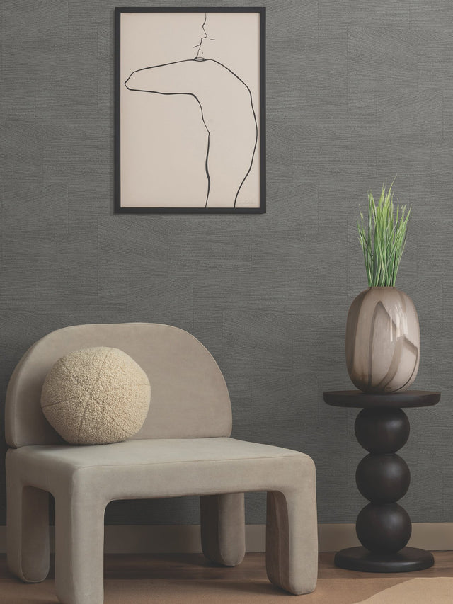 Higher Ground Geo Onyx Wallpaper with Modern Geometric Pattern, Raised Ink - York FM1032