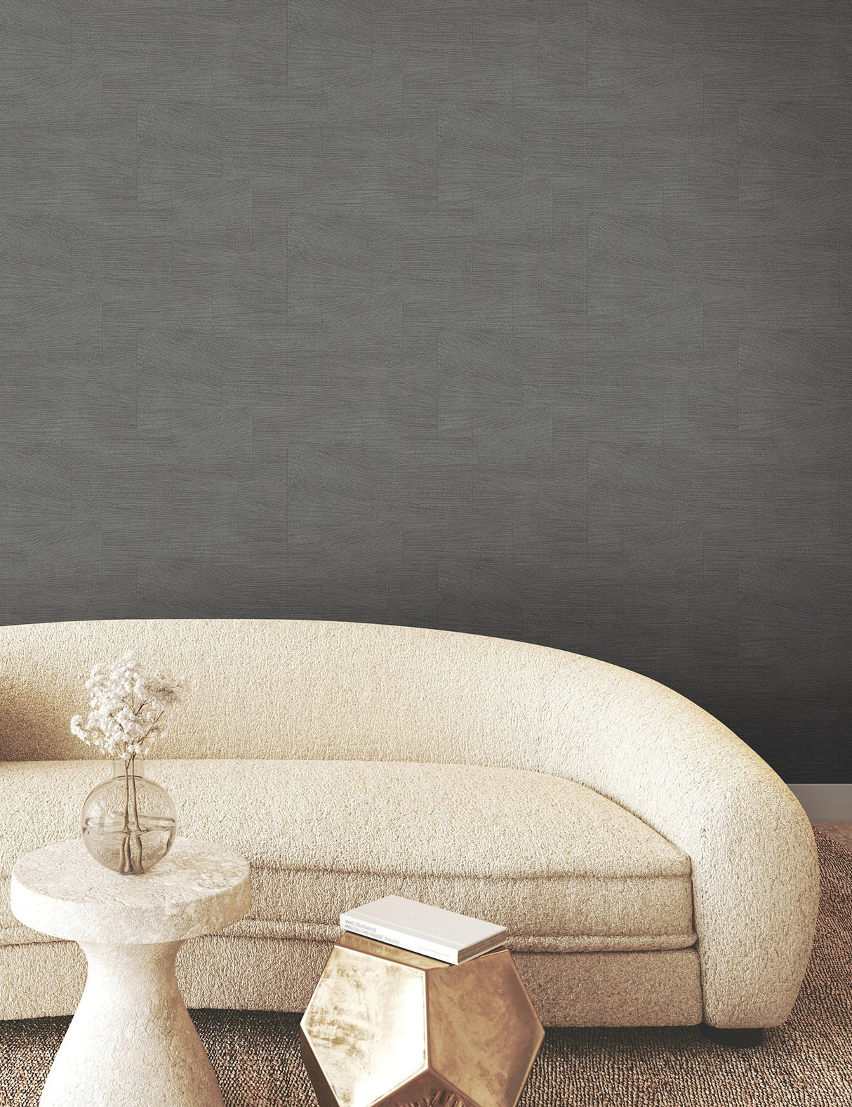 Higher Ground Geo Onyx Wallpaper with Modern Geometric Pattern, Raised Ink - York FM1032