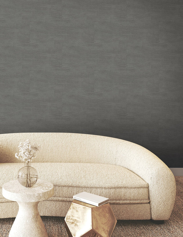Higher Ground Geo Onyx Wallpaper with Modern Geometric Pattern, Raised Ink - York FM1032