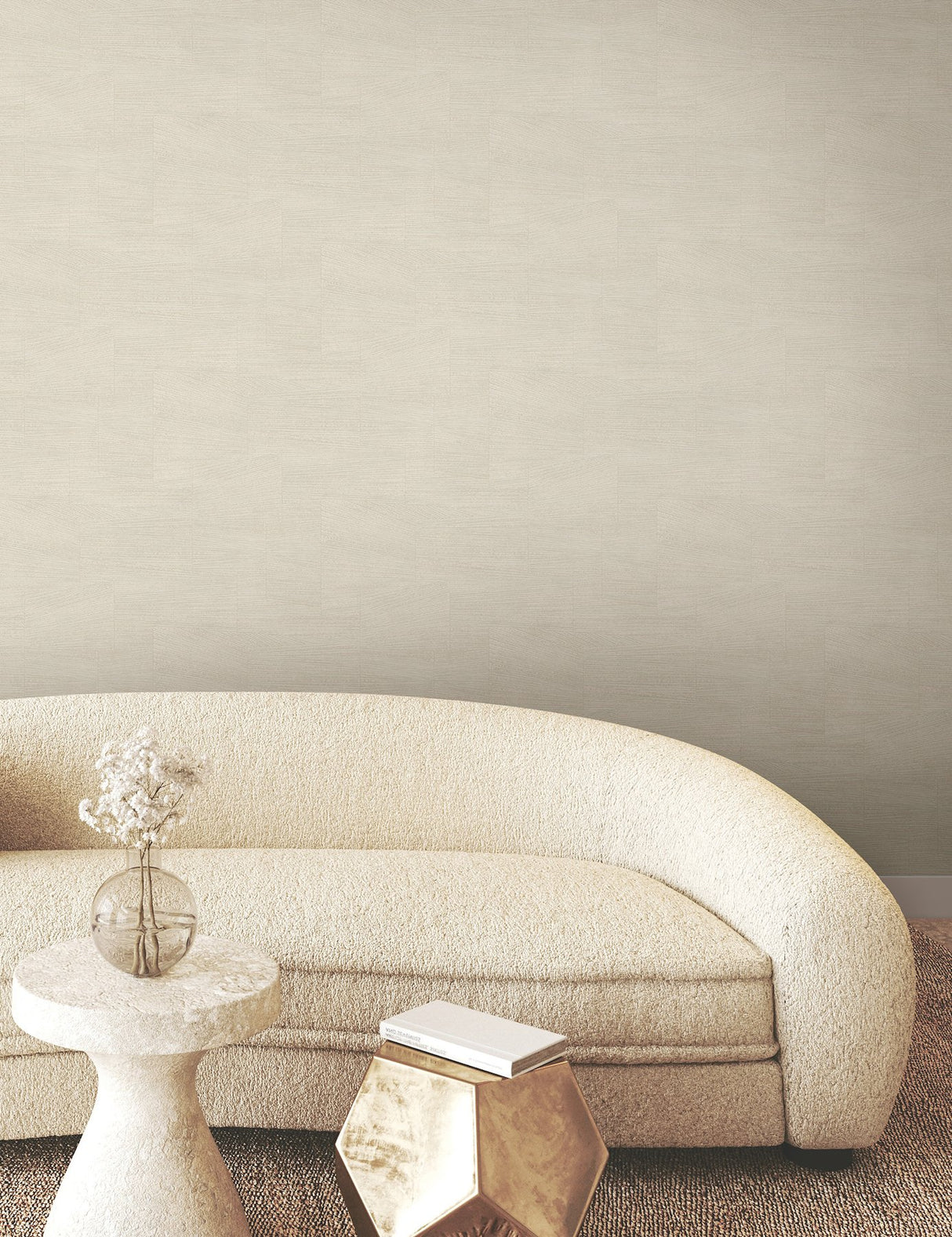 Higher Ground Geo Straw Wallpaper with Modern Geometric Linework - York FM1034