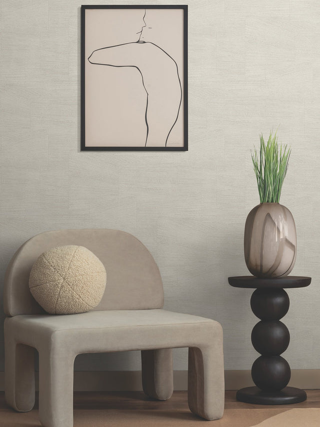 Higher Ground Geo Linen Wallpaper with Modern Geometric Raised Ink Pattern - York FM1035