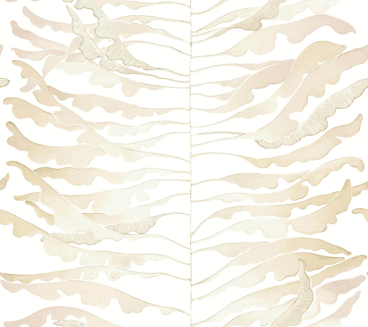Leaf Column Taupe Wallpaper with Metallic Botanical Modern Pattern - York FM1041