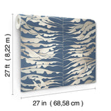 Leaf Column Navy Wallpaper with Metallic Botanical Modern Motif - York FM1043