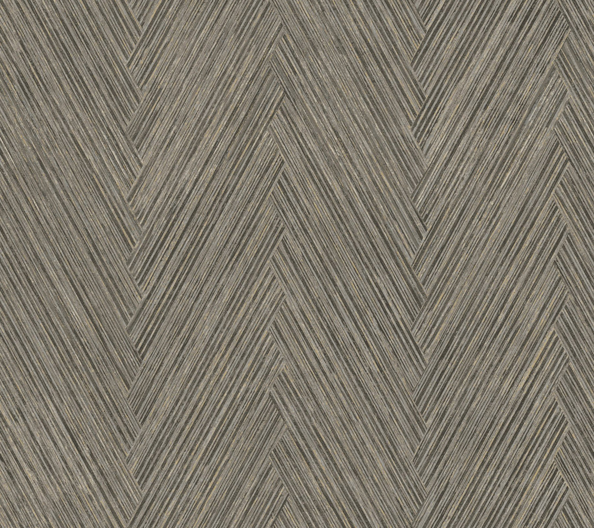 Thatched Chevron Charcoal Wallpaper with Metallic Raised Ink in Transitional Chevron Pattern - York FM1051
