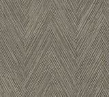 Thatched Chevron Charcoal Wallpaper with Metallic Raised Ink in Transitional Chevron Pattern - York FM1051