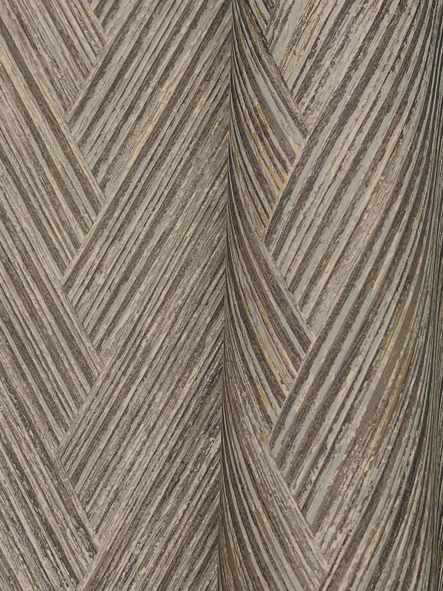 Thatched Chevron Charcoal Wallpaper with Metallic Raised Ink in Transitional Chevron Pattern - York FM1051