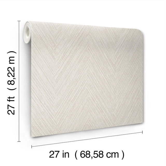 Thatched Chevron Light Neutral Wallpaper with Metallic Raised Ink Texture - York FM1052