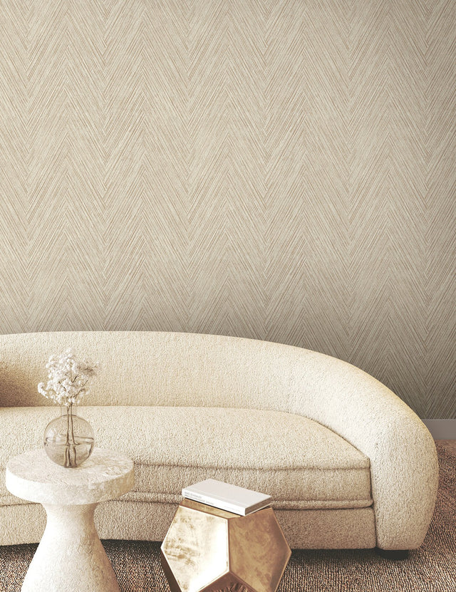 Thatched Chevron Terracotta Wallpaper with Metallic Raised Ink - York FM1053