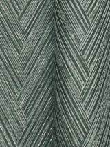 Thatched Chevron Bottle Green Wallpaper with Metallic Raised-Ink Herringbone Pattern - York FM1054