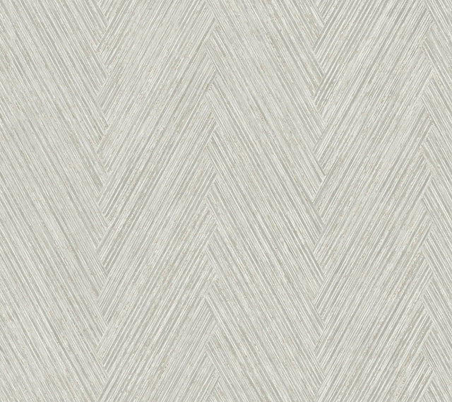 Thatched Chevron Dove Wallpaper with Metallic Raised Ink in Transitional Chevron Pattern - York FM1055