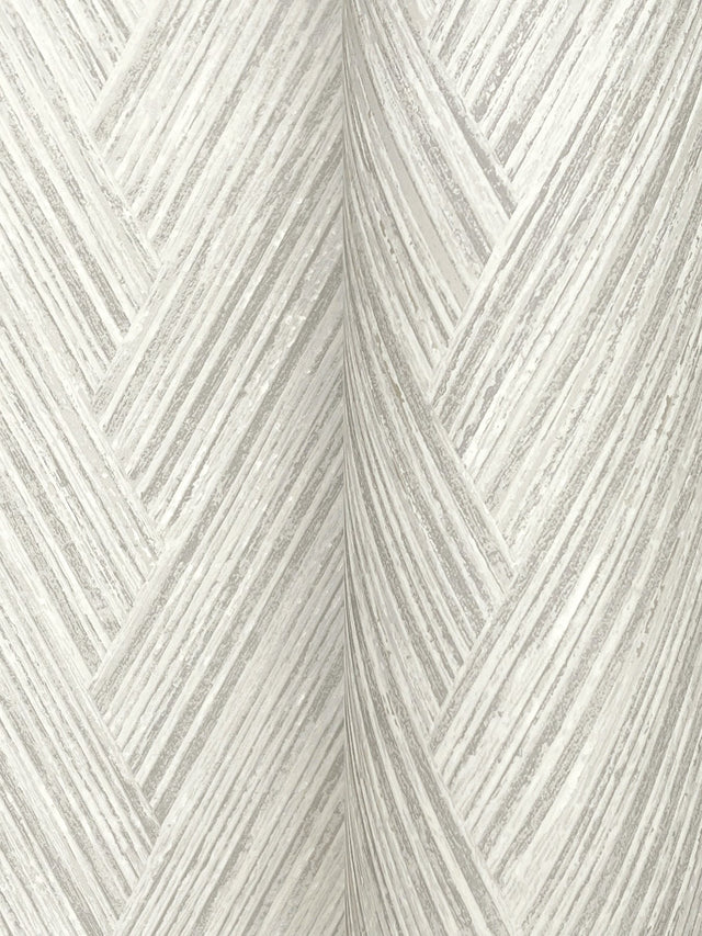 Thatched Chevron Dove Wallpaper with Metallic Raised Ink in Transitional Chevron Pattern - York FM1055
