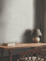 Thatched Chevron Dove Wallpaper with Metallic Raised Ink in Transitional Chevron Pattern - York FM1055