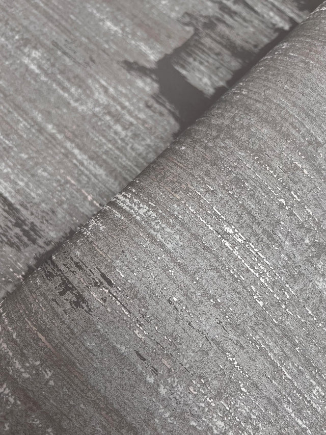 Rhythm & Rhyme Charcoal Wallpaper with Modern Geometric Metallic Raised Ink - York FM1062