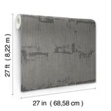 Rhythm & Rhyme Charcoal Wallpaper with Modern Geometric Metallic Raised Ink - York FM1062