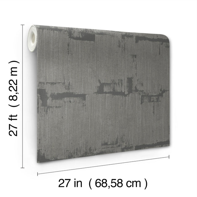 Rhythm & Rhyme Charcoal Wallpaper with Modern Geometric Metallic Raised Ink - York FM1062