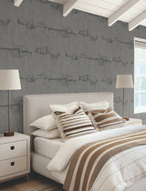 Rhythm & Rhyme Charcoal Wallpaper with Modern Geometric Metallic Raised Ink - York FM1062