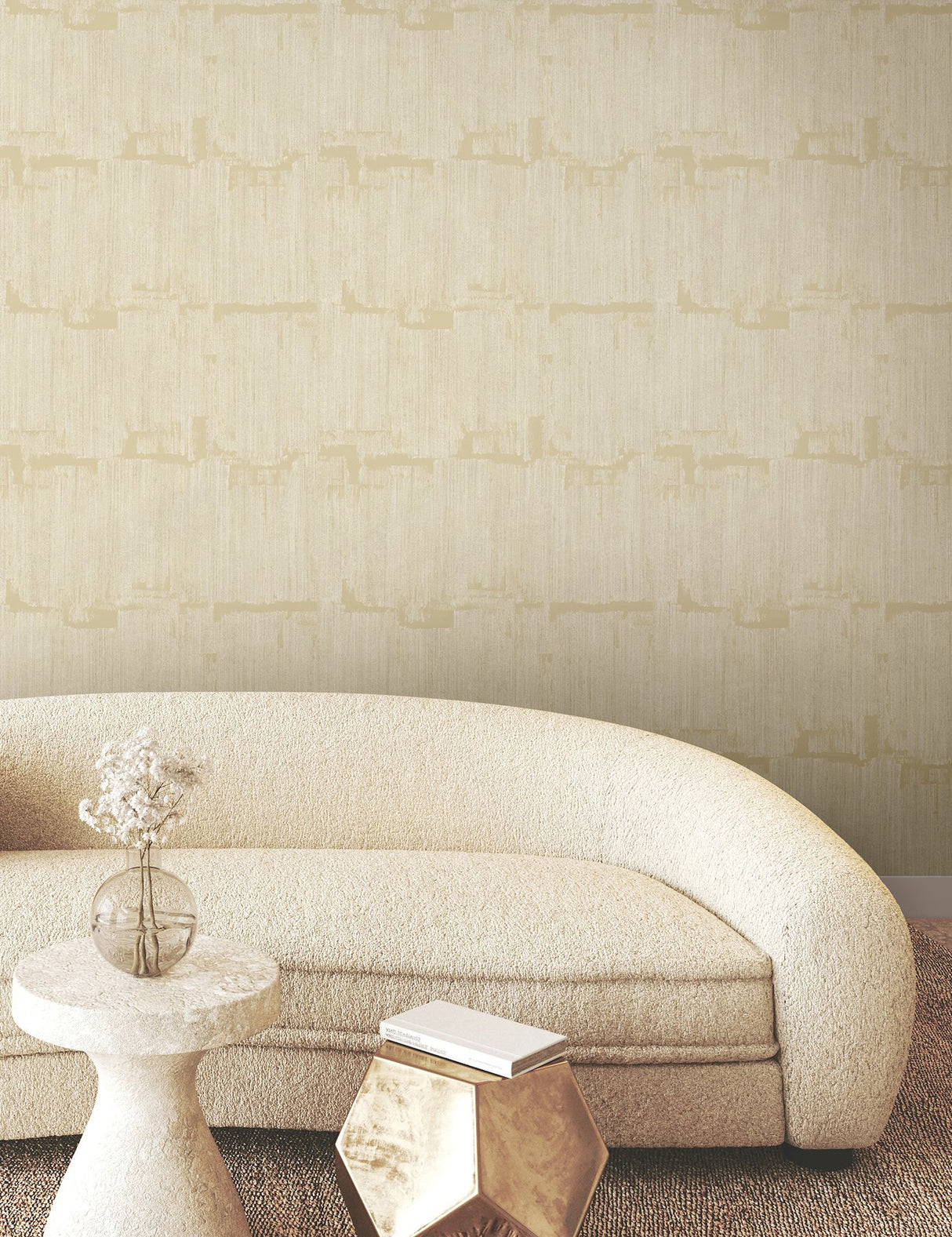 Rhythm & Rhyme Straw Geometric Modern Wallpaper with Metallic Raised Ink - York FM1063