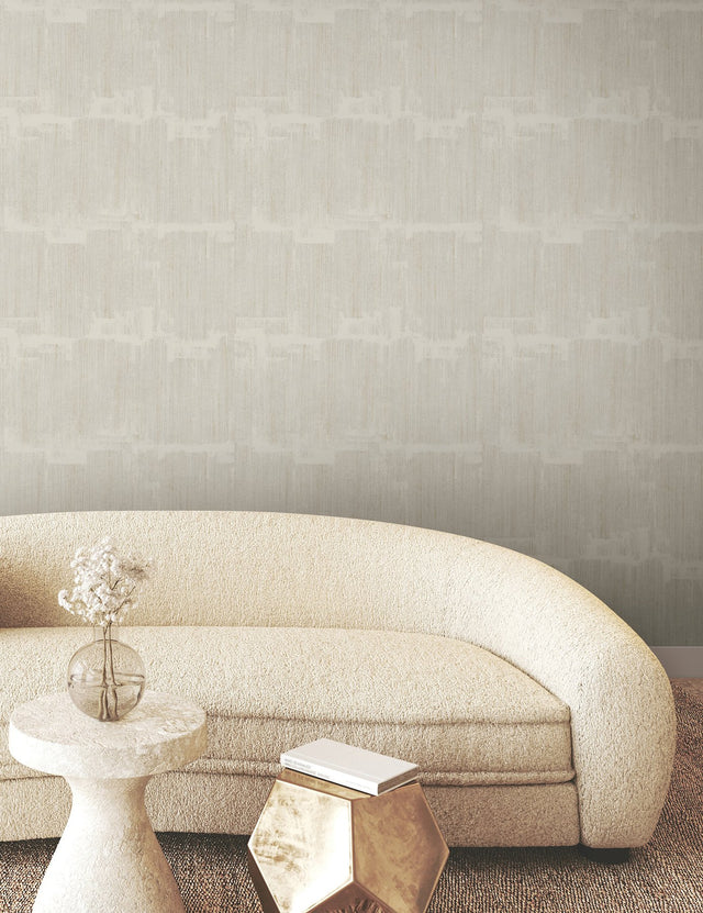 Rhythm & Rhyme Taupe Wallpaper with Modern Geometric Abstract Stripe, Metallic Raised Ink - York FM1065