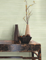 Alignment Grass Green Vertical Stria Wallpaper with Raised Ink Texture - York FM1071