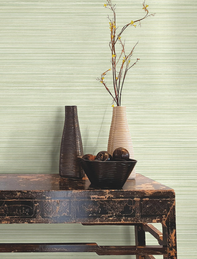 Alignment Grass Green Vertical Stria Wallpaper with Raised Ink Texture - York FM1071