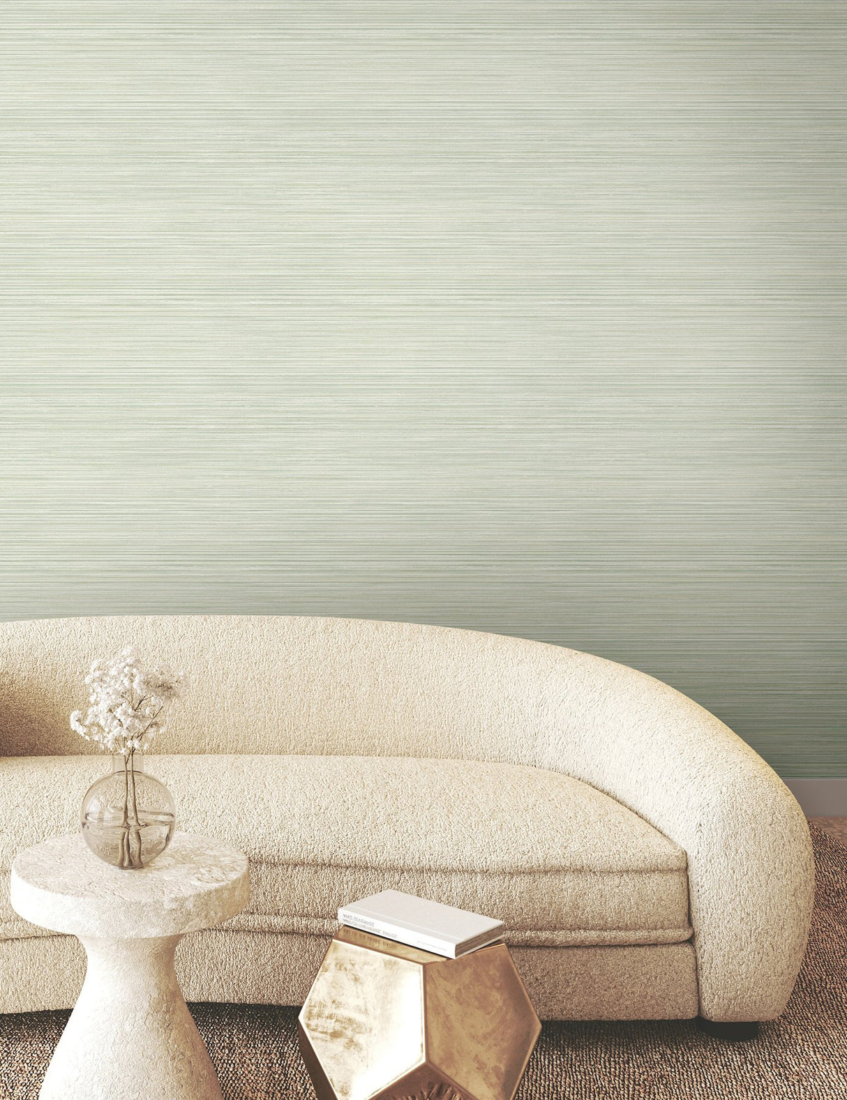 Alignment Grass Green Vertical Stria Wallpaper with Raised Ink Texture - York FM1071
