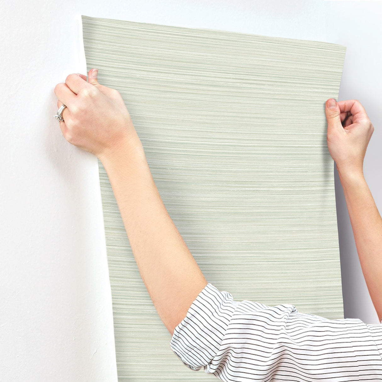 Alignment Grass Green Vertical Stria Wallpaper with Raised Ink Texture - York FM1071