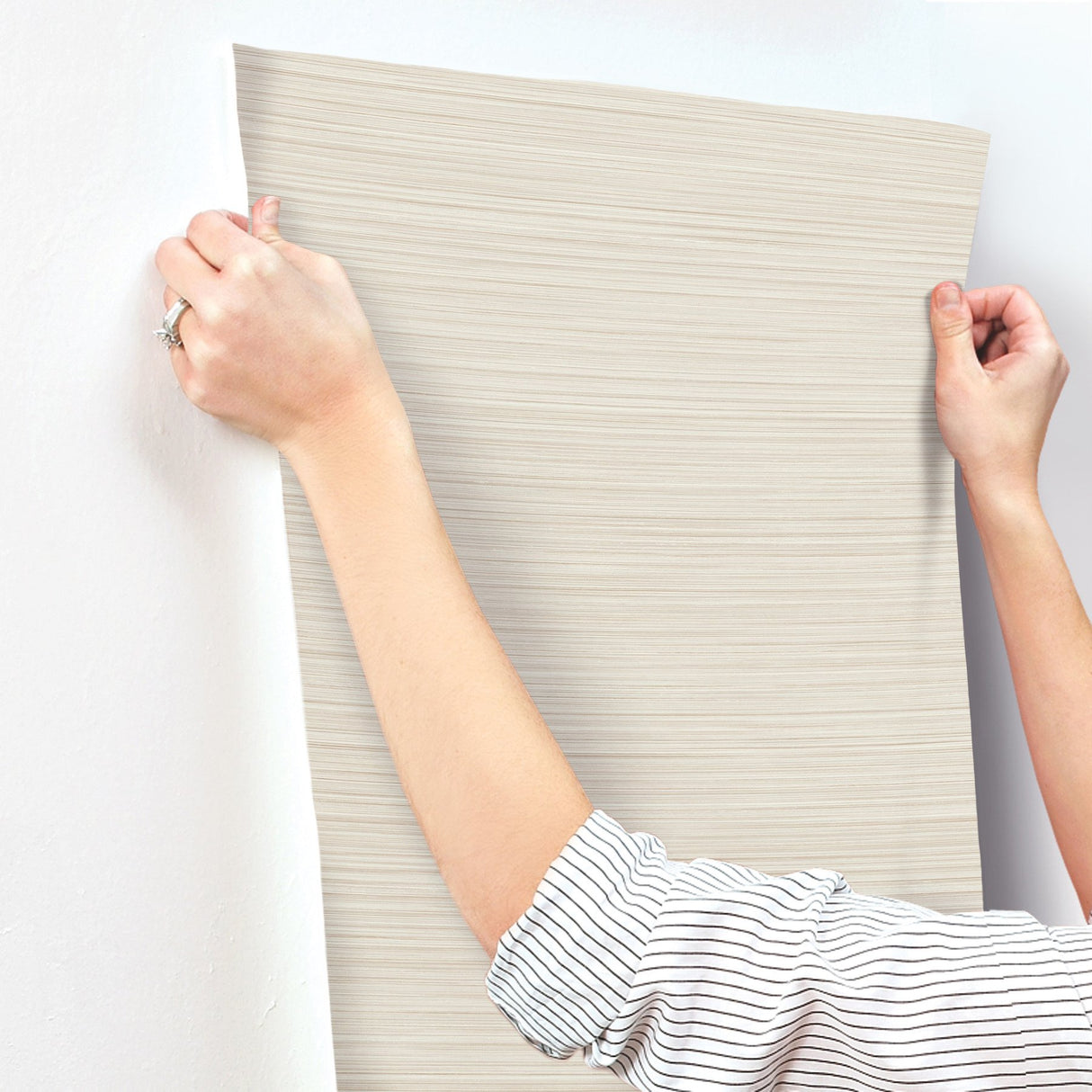 Alignment Terracotta Wallpaper with Traditional Stripes and Raised Ink Texture - York FM1072