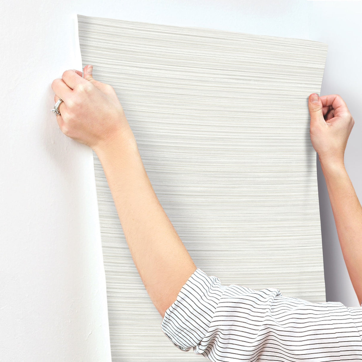 Alignment Grey Wallpaper with Raised Ink Striped Motif - York FM1074