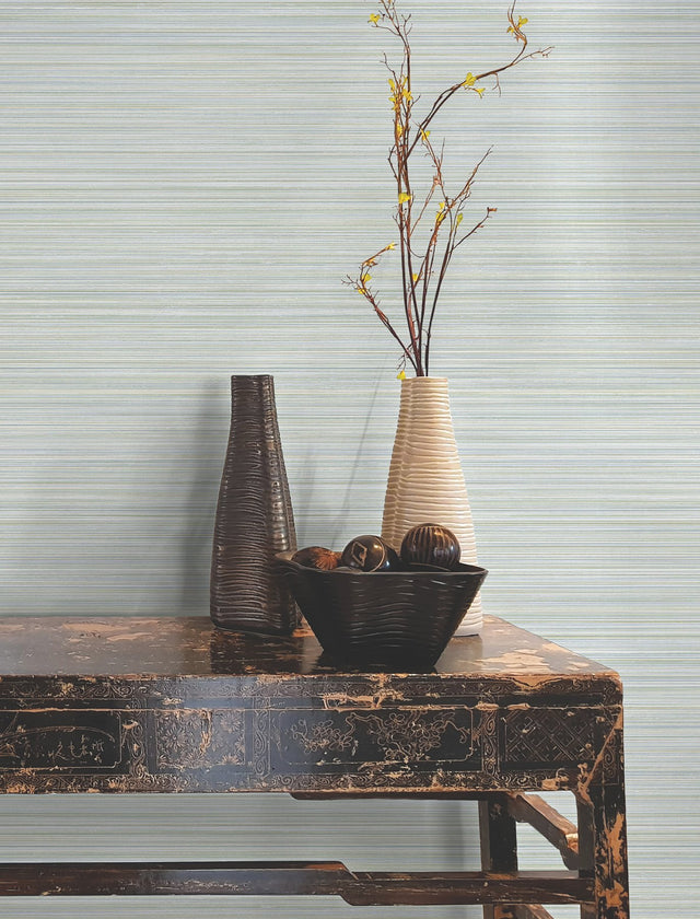 Alignment Blue Stripes Raised Ink Non Woven Wallpaper - York FM1075