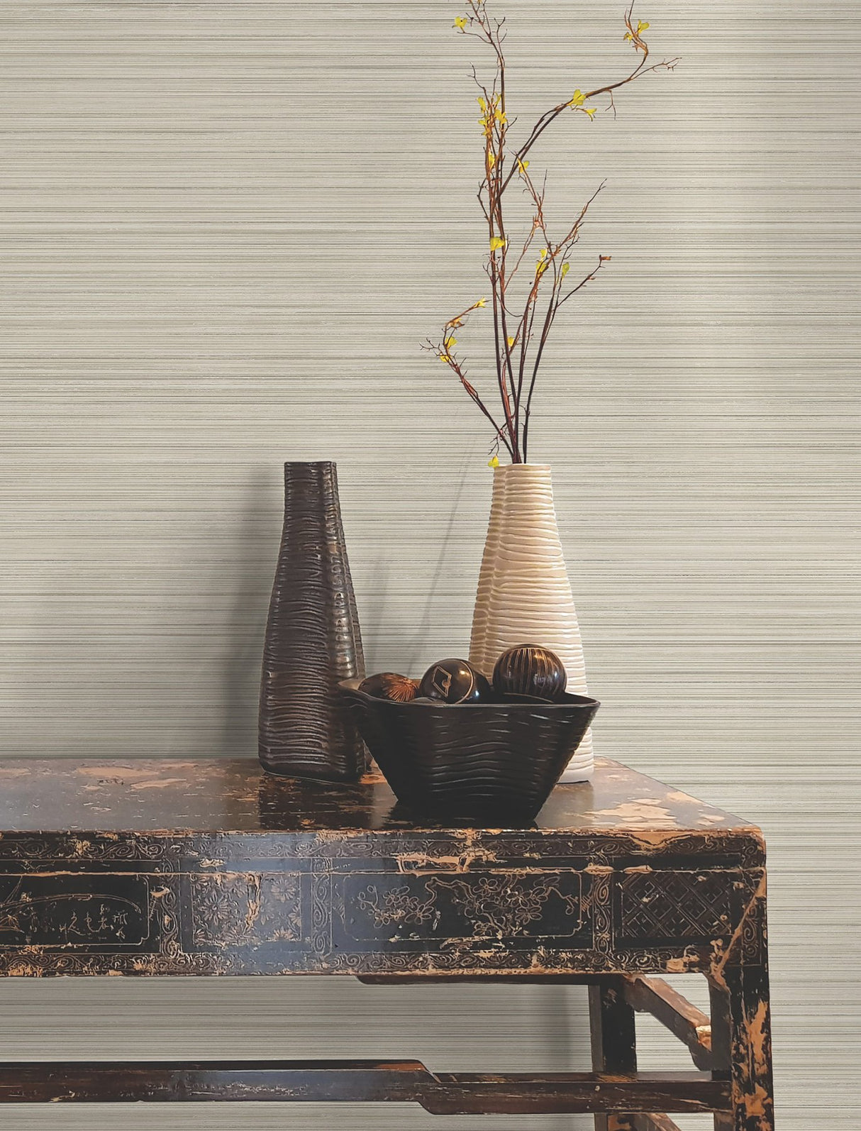 Alignment Taupe Stripes Raised Ink Wallpaper - York FM1076