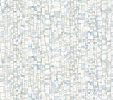 Kaleidoscopic Blue Geometric Modern Wallpaper with Metallic Raised Ink - York FM1081