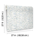 Kaleidoscopic Blue Geometric Modern Wallpaper with Metallic Raised Ink - York FM1081