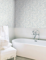 Kaleidoscopic Blue Geometric Modern Wallpaper with Metallic Raised Ink - York FM1081
