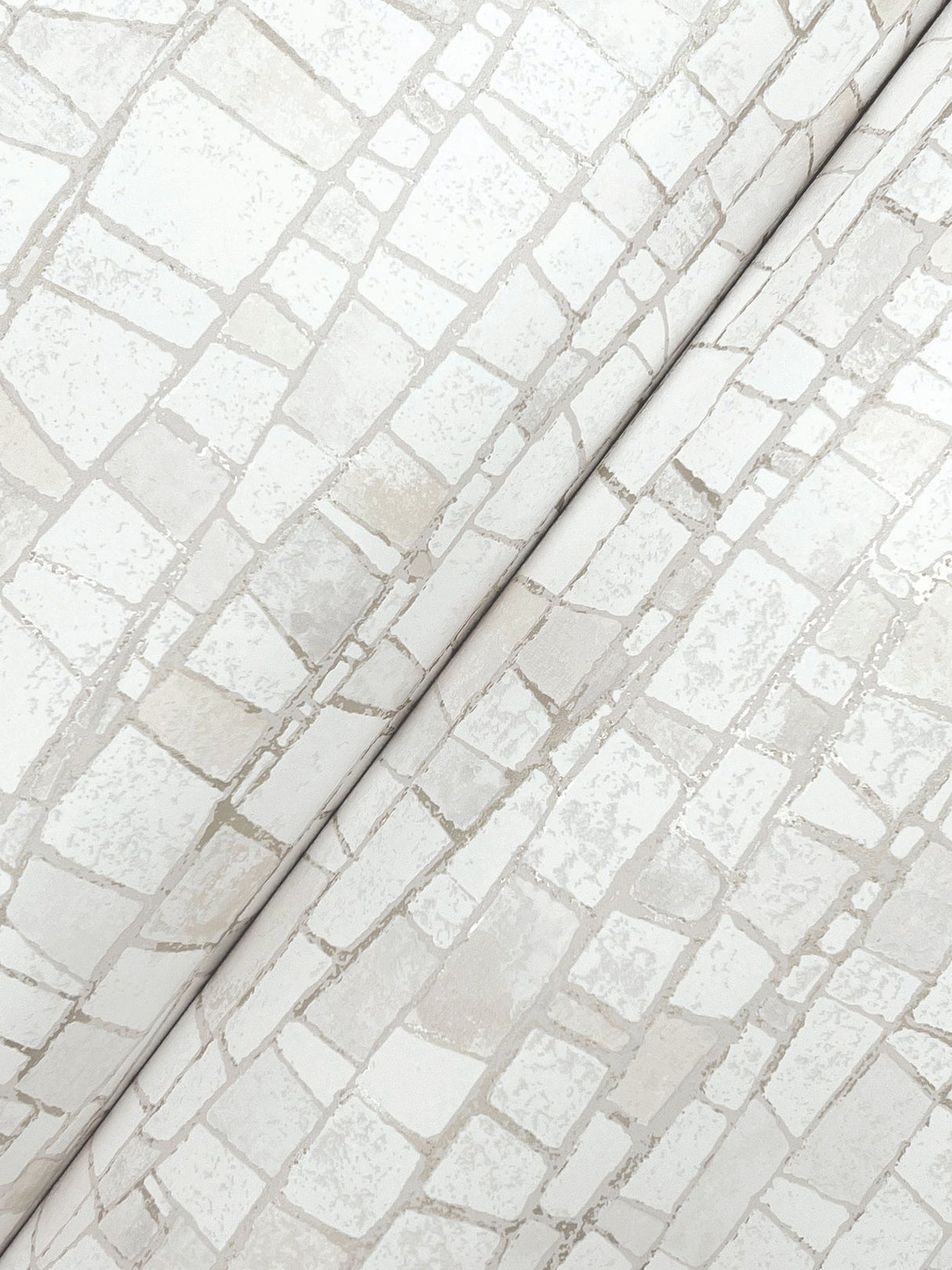 Kaleidoscopic Soft Neutral Geometric Wallpaper with Metallic Raised Ink - York FM1083