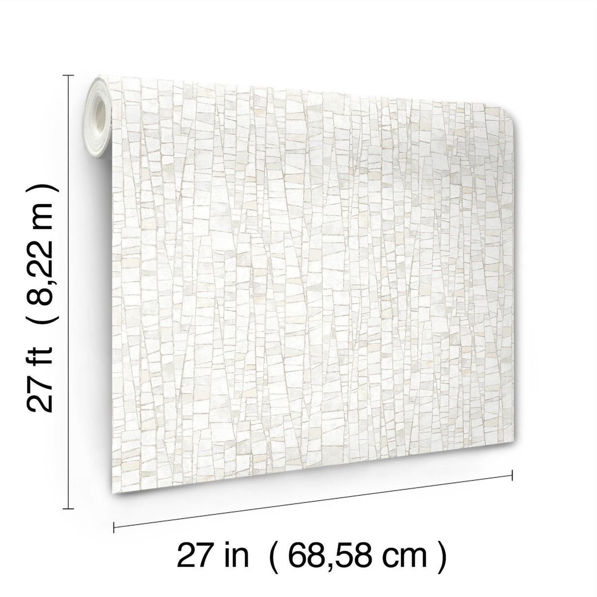 Kaleidoscopic Soft Neutral Geometric Wallpaper with Metallic Raised Ink - York FM1083