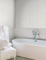 Kaleidoscopic Soft Neutral Geometric Wallpaper with Metallic Raised Ink - York FM1083