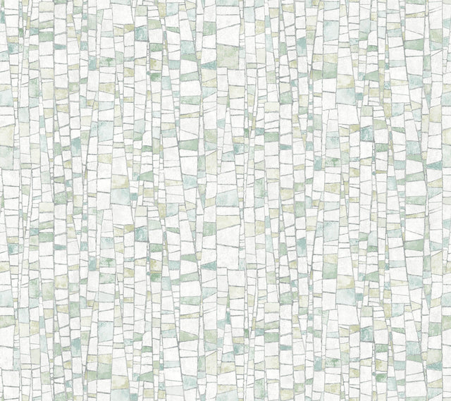 Kaleidoscopic Green Geometric Metallic Raised Ink Wallpaper - York FM1084