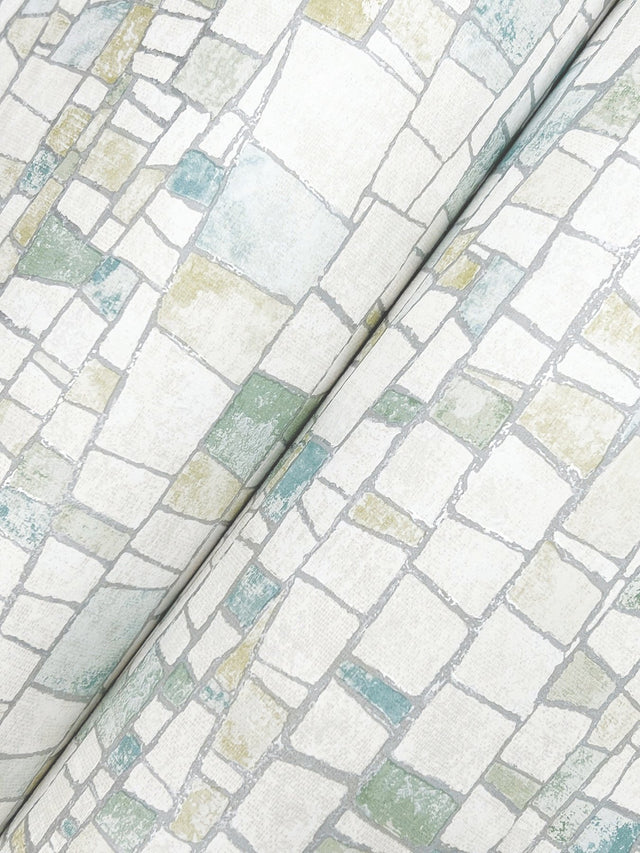 Kaleidoscopic Green Geometric Metallic Raised Ink Wallpaper - York FM1084