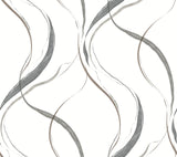 Ink Flow Black & Cocoa Wallpaper with Modern Organic Ribbon Pattern - York FM1092