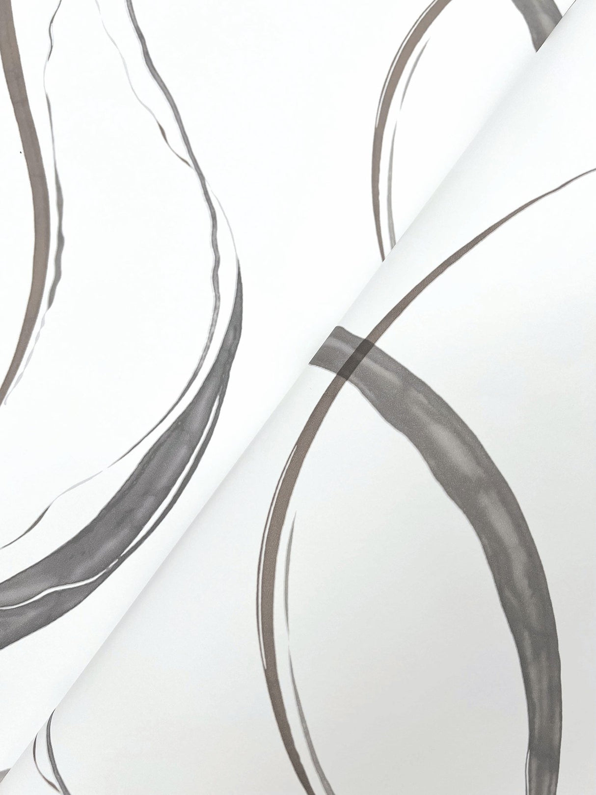 Ink Flow Black & Cocoa Wallpaper with Modern Organic Ribbon Pattern - York FM1092