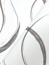 Ink Flow Black & Cocoa Wallpaper with Modern Organic Ribbon Pattern - York FM1092