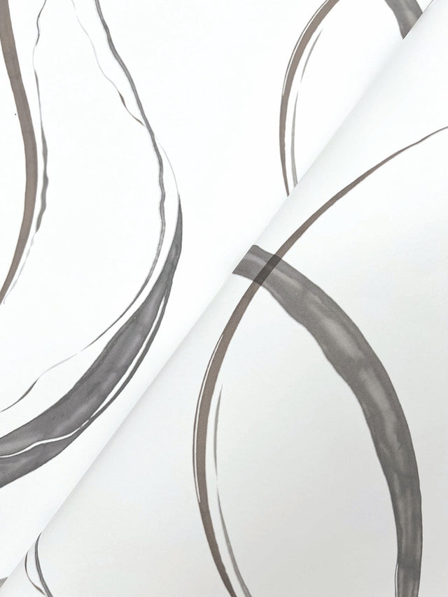 Ink Flow Black & Cocoa Wallpaper with Modern Organic Ribbon Pattern - York FM1092