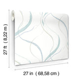 Ink Flow Seaglass Wallpaper with Modern Organic Ribbon Pattern - York Wallcoverings FM1094