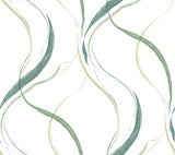 Ink Flow Green Wallpaper with Modern Organic Swirl Pattern - York FM1095