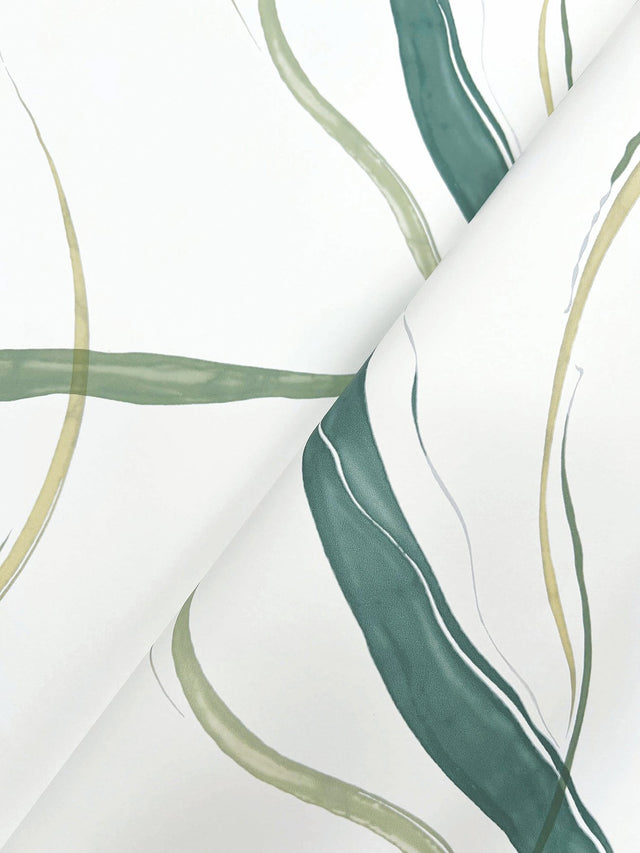 Ink Flow Green Wallpaper with Modern Organic Swirl Pattern - York FM1095