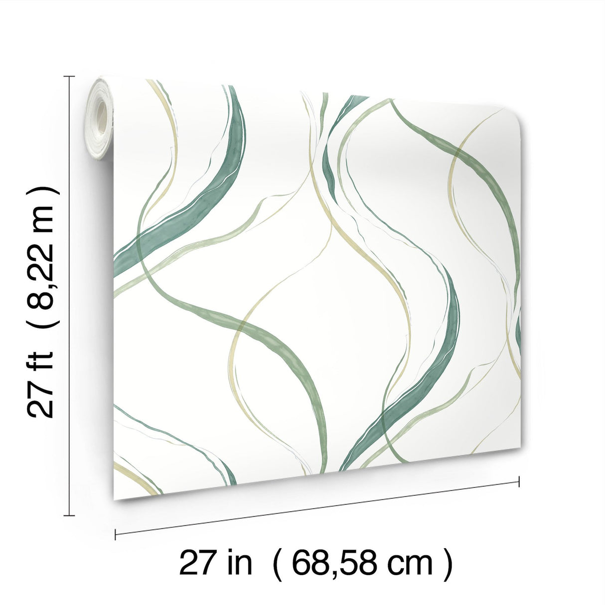 Ink Flow Green Wallpaper with Modern Organic Swirl Pattern - York FM1095