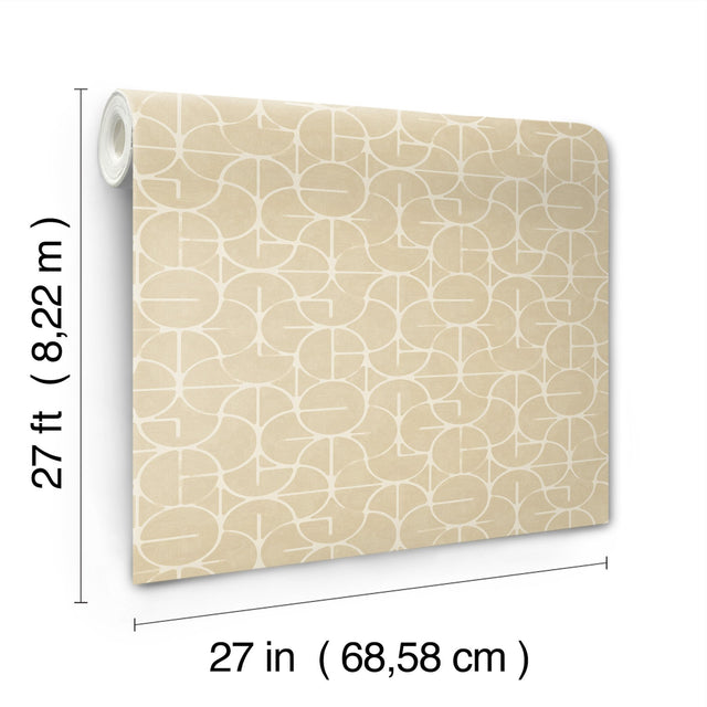 Looking Glass Straw Wallpaper with Metallic Geometric Ogee - York FM1101