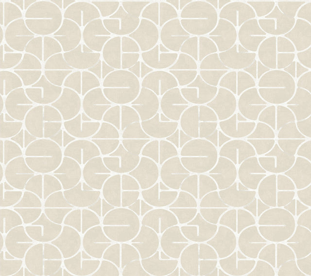 Looking Glass Beige Geometric Metallic Non Woven Wallpaper - York FM1103