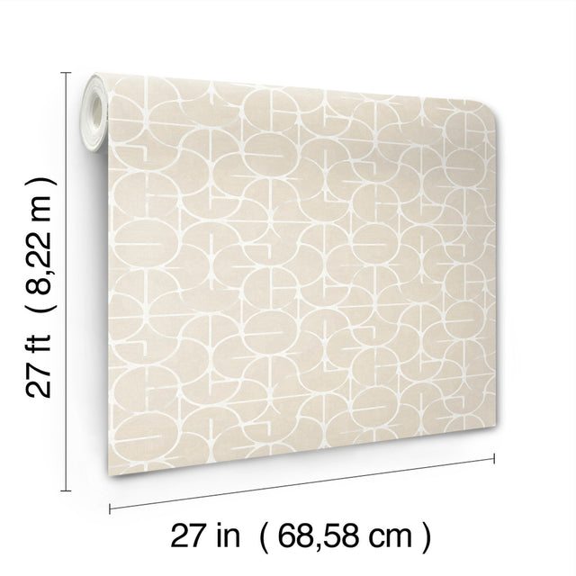 Looking Glass Beige Geometric Metallic Non Woven Wallpaper - York FM1103